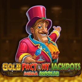 Gold Factory Jackpots Mega Moolah by Aurum Signature Studios, showcased at sevens.co.at – game logo