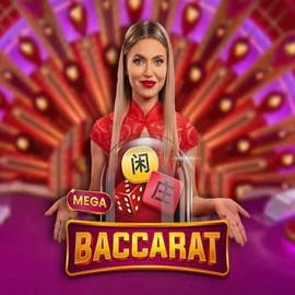 Mega Baccarat slot logo by Pragmatic Play at Seven Casino